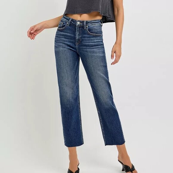 RISEN High Rise Slim Barrel Jeans - Picture 1 of 6